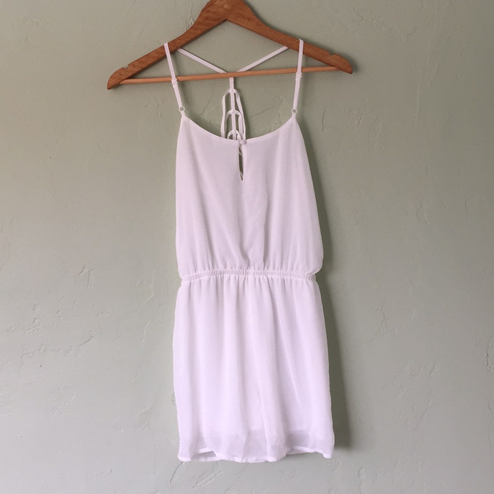 White Romper with Strappy Back Detail